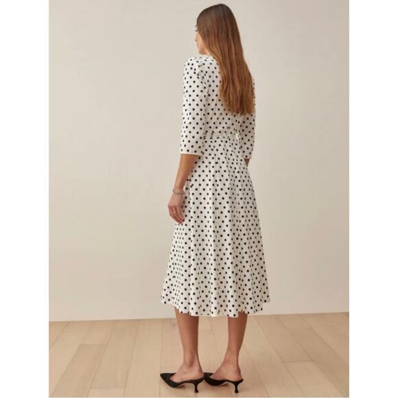 NEW Reformation Hilltop Wrap Dress Sz XS White Black - Picture 2 of 11